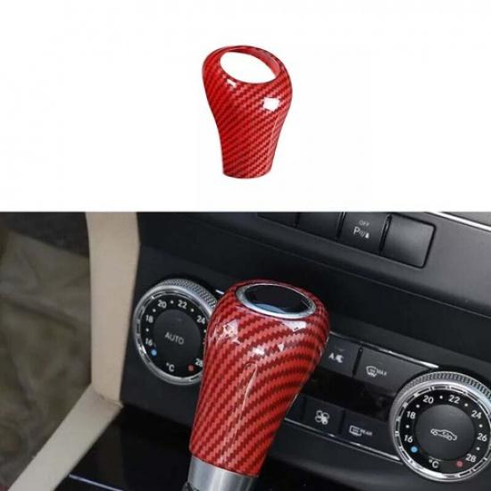 Car Central Console Gear Shift Knob Cover Red Carbon Fiber 2009-15 For Benz GLK