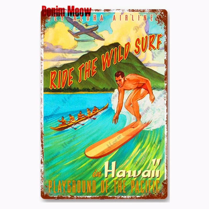 Vintage Beach Time Metal Sign Summer Party Place Plates Relax Surfing Metal Wall Sign Pub Shed Sign Happy Place Decor WY