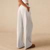 Women's Color Elastic Waist Wide Leg Pants, Casual Trousers for Daily Wear