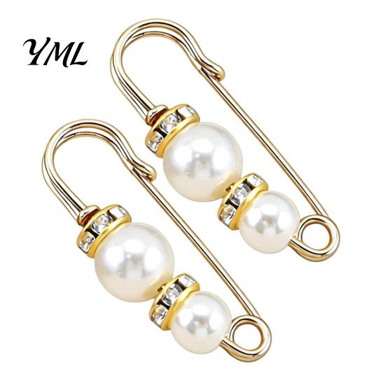 Neckline Fixation Clip 2Pcs Faux Pearl Waist Tightener for Pants, Reusable Cincher Pin Invisible Button Loose Jeans, No Sewing Waistband Skirts Jeans