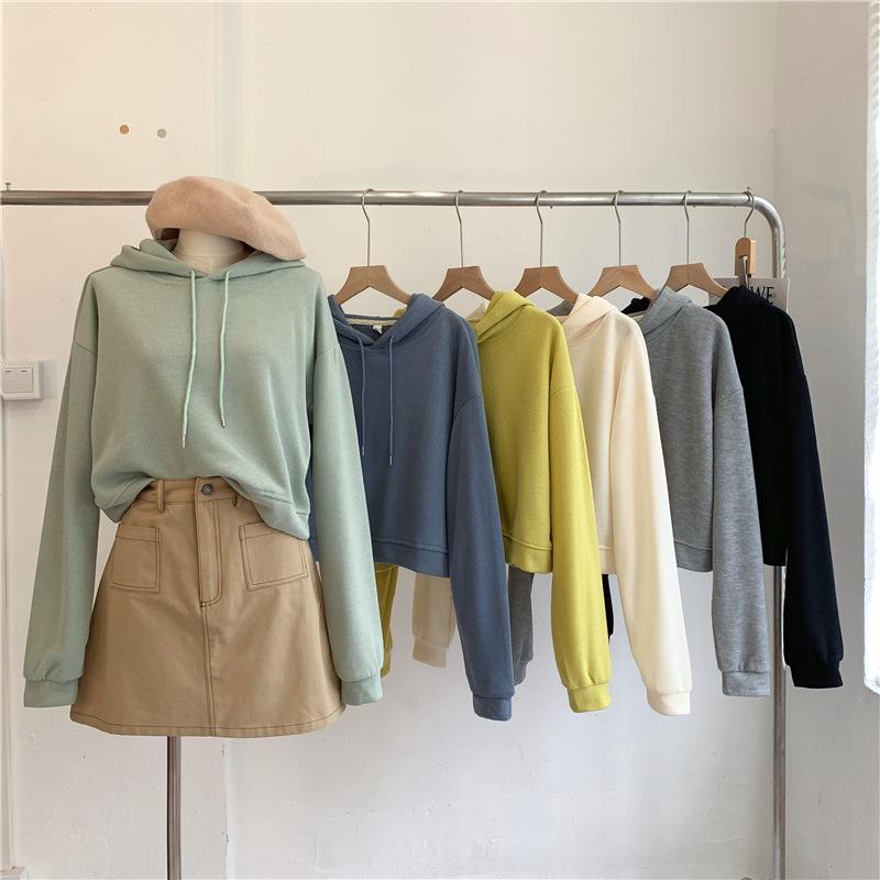 Damen Frühlings- & Herbst-Kapuzenpullover Locker, Koreanischer Schick & Hongkong-Stil, Trendige Kurze Jacke Top