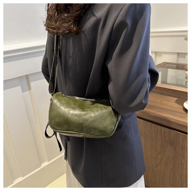 Soft Faux Leather Large Capacity Casual Shoulder Bag Simple Solid Color Crossbody Handbag