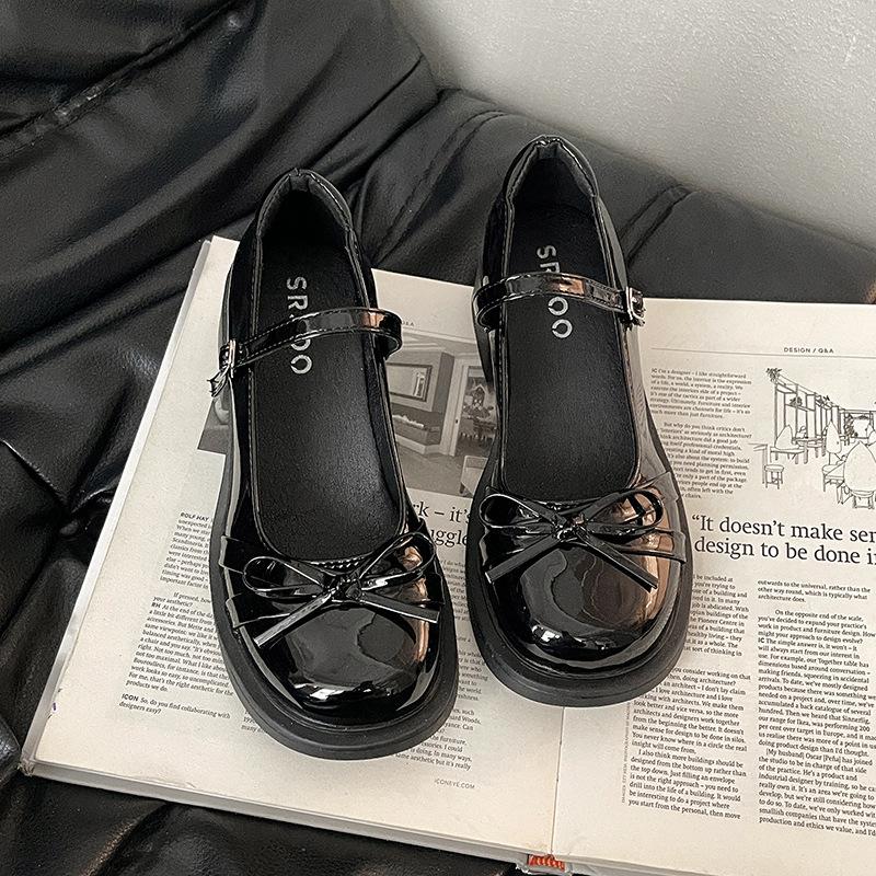 Fashion thick-soled heightening sweet bow shallow mouth versatile loafers summer 2025 new Mary Jane single shoes