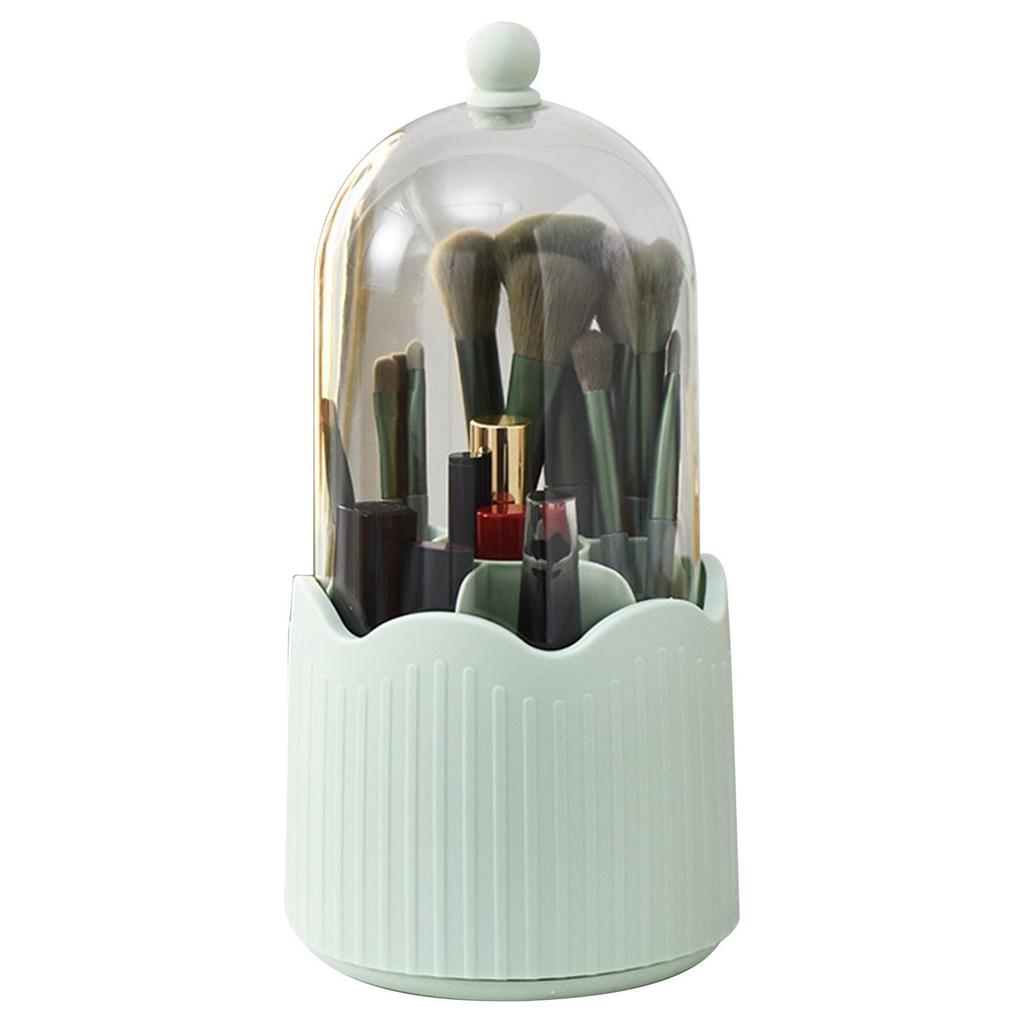 Makeup Brush Holder with Lid Dustproof Rotating Makeup Brush Holder Organizer Clear Makeup Brush Holder Cosmetic Brushes Organizer Holder for Vanity
