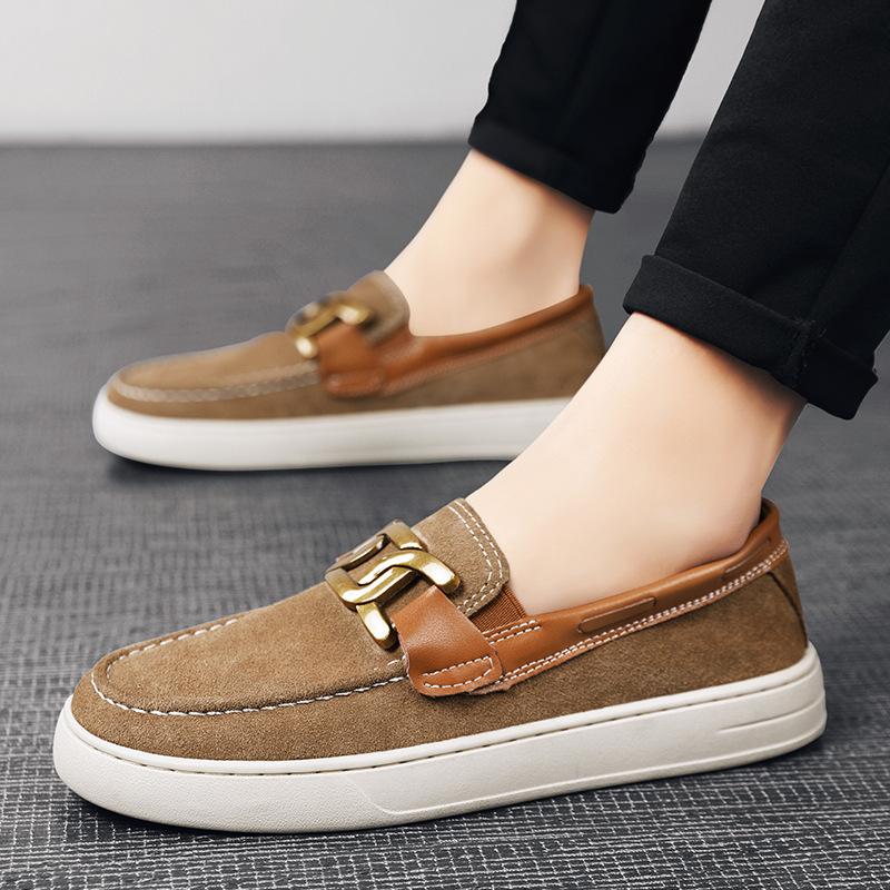 Nové pánské boty Kožené ležérní boty Trendové ploché volnočasové boty Streetová móda Nazouvací mokasíny