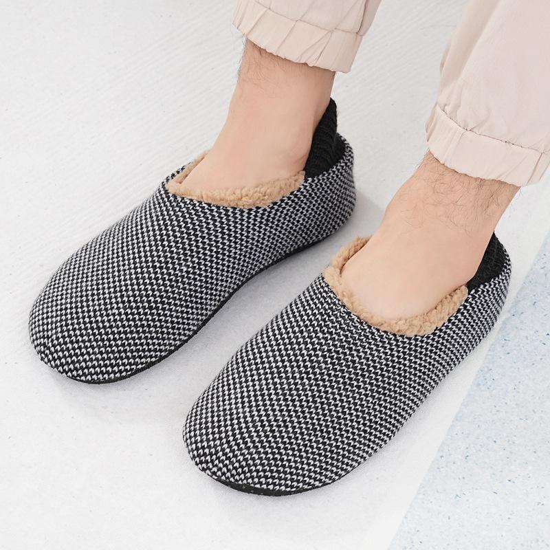 Fashion Winter Men Thermal Socks Fleece Lined Thick Warm Non Slip Indoor Home Floor Slipper Socks