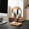Desktop Headphone Stand Aluminum Alloy Wood Curved Top Headset Holder