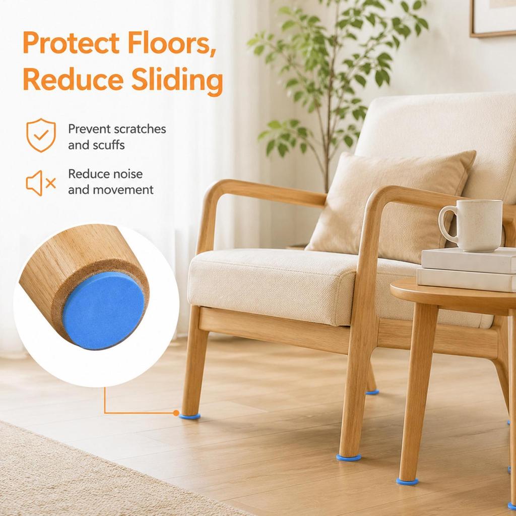 11Pcs Chair Leg Floor Protectors for Hardwood Floors, Silicone Chair Caps Covers Furniture Pads Sliders W/ Wrapped Felt Bottom