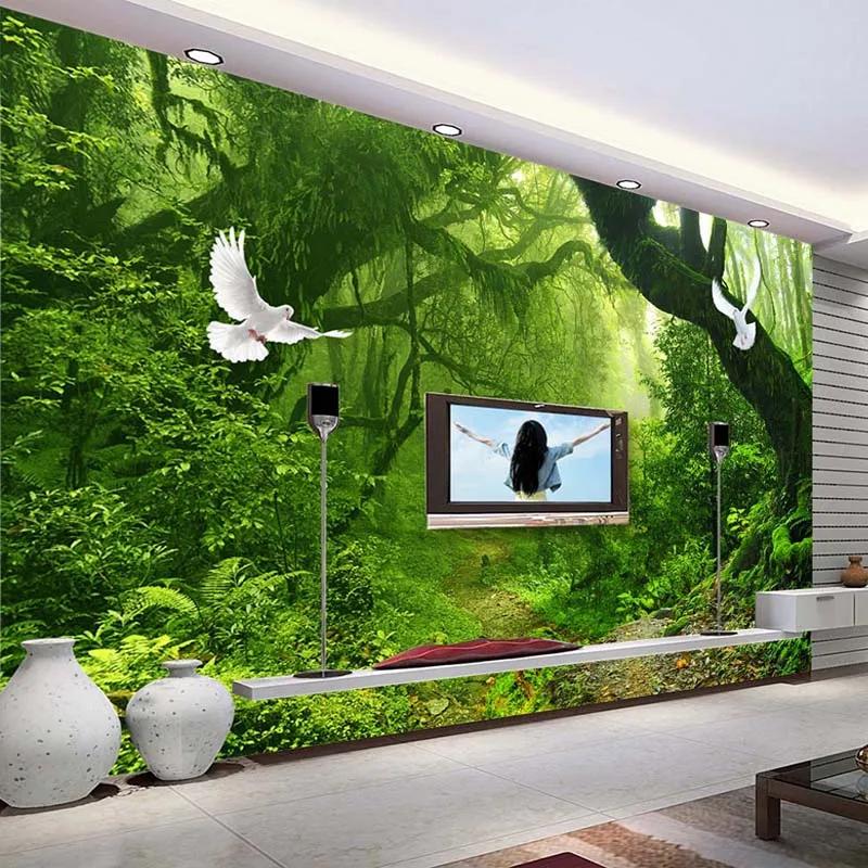 Tapet 3d Pădure Verde Tapet Pictură Perete Copac Mare Sufragerie Dormitor Tapet Modern