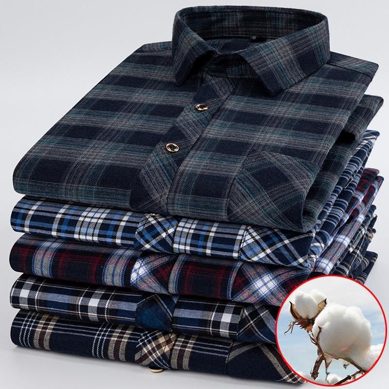 Flannel Shirt Jackets for Men Long Sleeve Regular Fit Button Down Work Shirts Outwear Men's Casual Plaid Heavyweight Cotton Shirt With Pockets