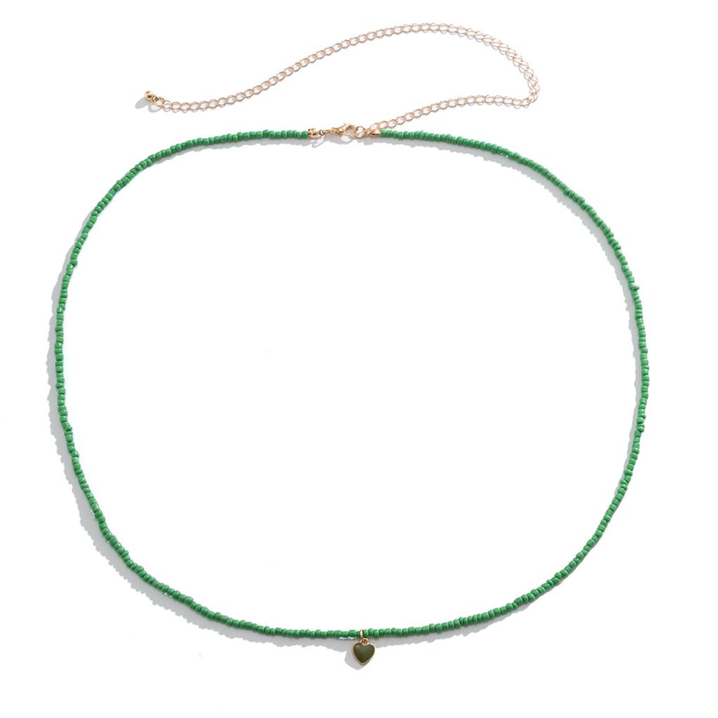 Bohemia Chokers Necklaces Women Arcylic Beads Jewelry Necklace Heart Decoration Collar Rice Beaded Chunky Collar