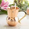 Pure Copper Mathat Shaped Hammered Design Moscow Mule Beer Mug Cup, Volume-400ML, Set of 4