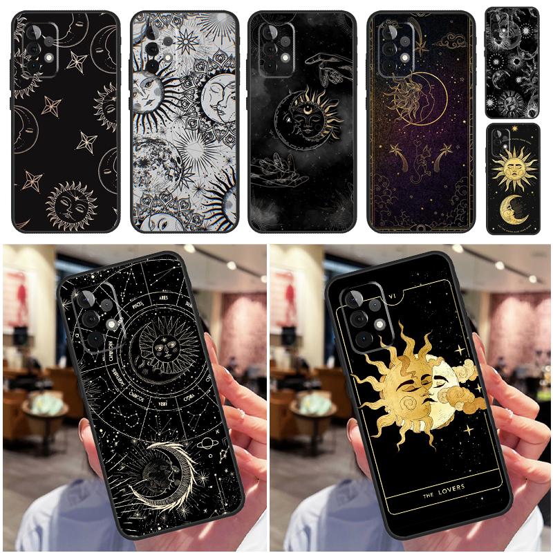 Crescent Moon Sun For Samsung Galaxy A22 A52 A32 A54 A14 A16 A26 A36 A56 A55 A35 A05 A06 A15 A53 A33 A13 Case