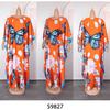 African Batwing Sleeve Chiffon Robe: Loose Plus Size Muslim Women's Printed Dress