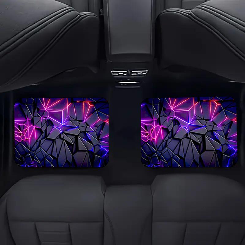 Suitable for All Seasons And All Vehicles 4pcs Car Floor Mats with Vibrant Geometric Patterns