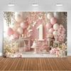 1. Geburtstag Party Dekorationen Rosa Gold Ballons Glitzer Hintergrund Banner Neugeborenen Kulisse Zubehör Fotografie Requisiten Kinder Geschenk