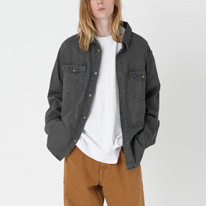 Levis Solid Color Button-Down Denim Long Sleeve Shirt Men Shirts Black A1919-0016