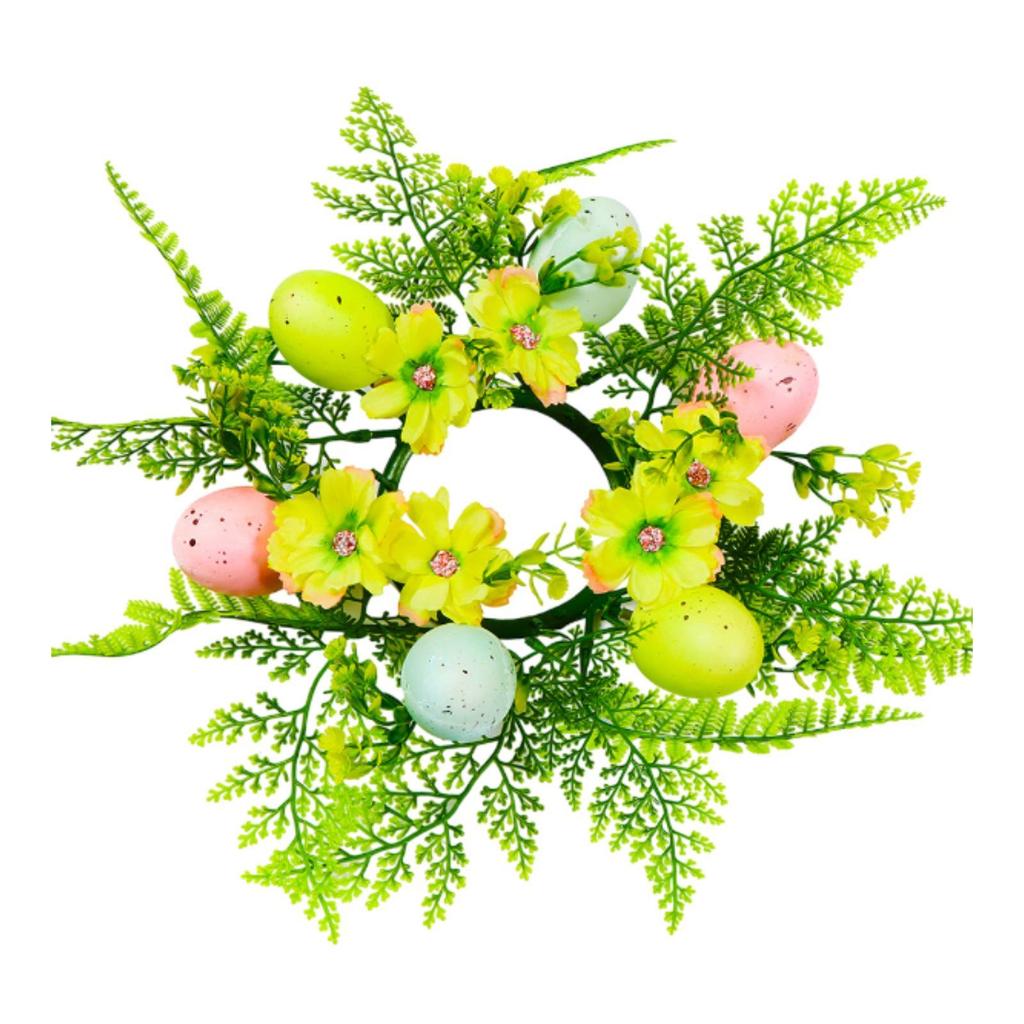 Candle Ring Wreath Pillar Candleholder Wreath Easter Eggs Decorative Artificial