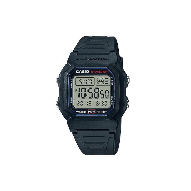 

Casio Youth Series Silicone Square Ten-Year Power Trend LCD Watch Quartz Movement Resin Strap Men watches Gray W-800H-1A Black Dial