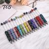 Exquisite Diamond Stationery Pen Beadable Pens, Bling Rhinestone Beaded DIY Bead Pen, Crystal Shaft Gel Black Ink Ballpoint Pens for Decorations