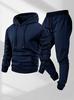 250g Men's Trendy Sports Hoodie & Sweatpants Set - Plain Color