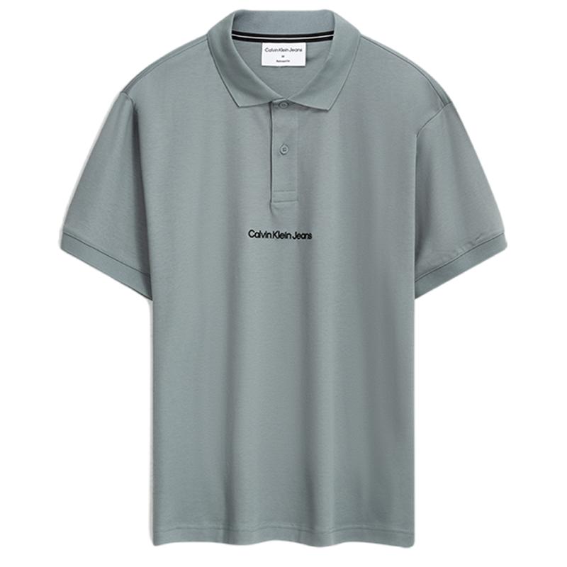 Calvin Klein Liquid Ammonia Cotton Casual Simple Embroidered Loose Short Sleeve Polo Shirt Men Polo Shirts Light-Gray J322853-PN6