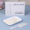 5Sets-30Sets White Birthday Cake Knife Fork Set Plastic Disposable Dinner Plate Set Baking Cake Tableware