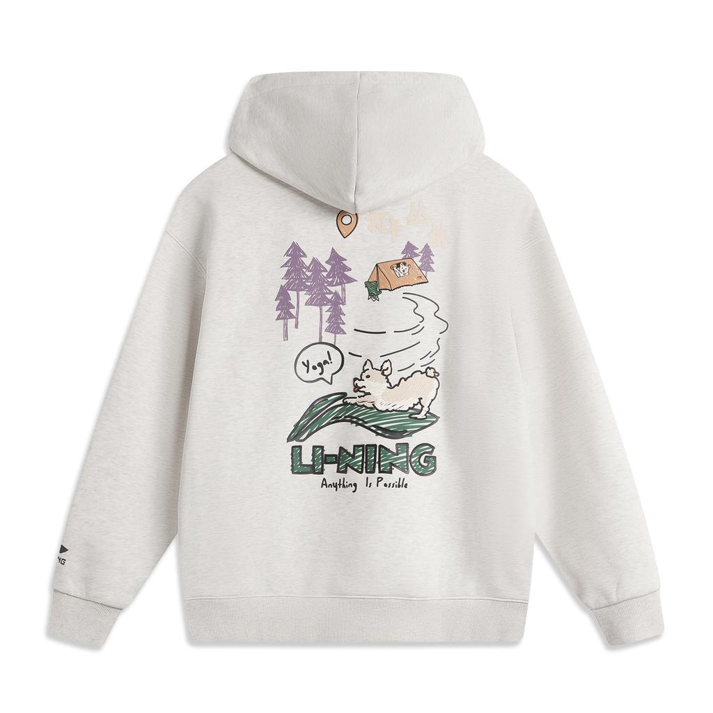 Li Ning Sports Lifestyle Series Infrared Warmth Anti-Static Anti-Bacterial Hooded Pullover Fleece Sweatshirt Women sweatshirt AWDUF88-3