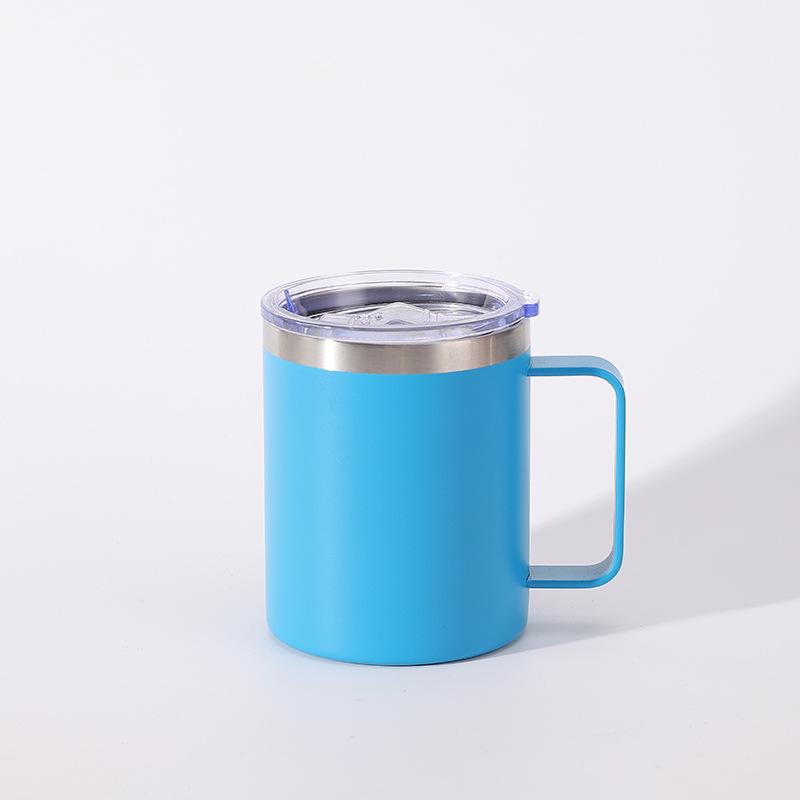 12oz Stainless Steel Vacuum Insulated Tumbler with Transparent Lid and Handle