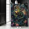 Magical Forest Dragon Reading Books Throw Blanket - Fantasy Botanical Floral Motif Soft Lightweight Accent for Sofa Bed Travel