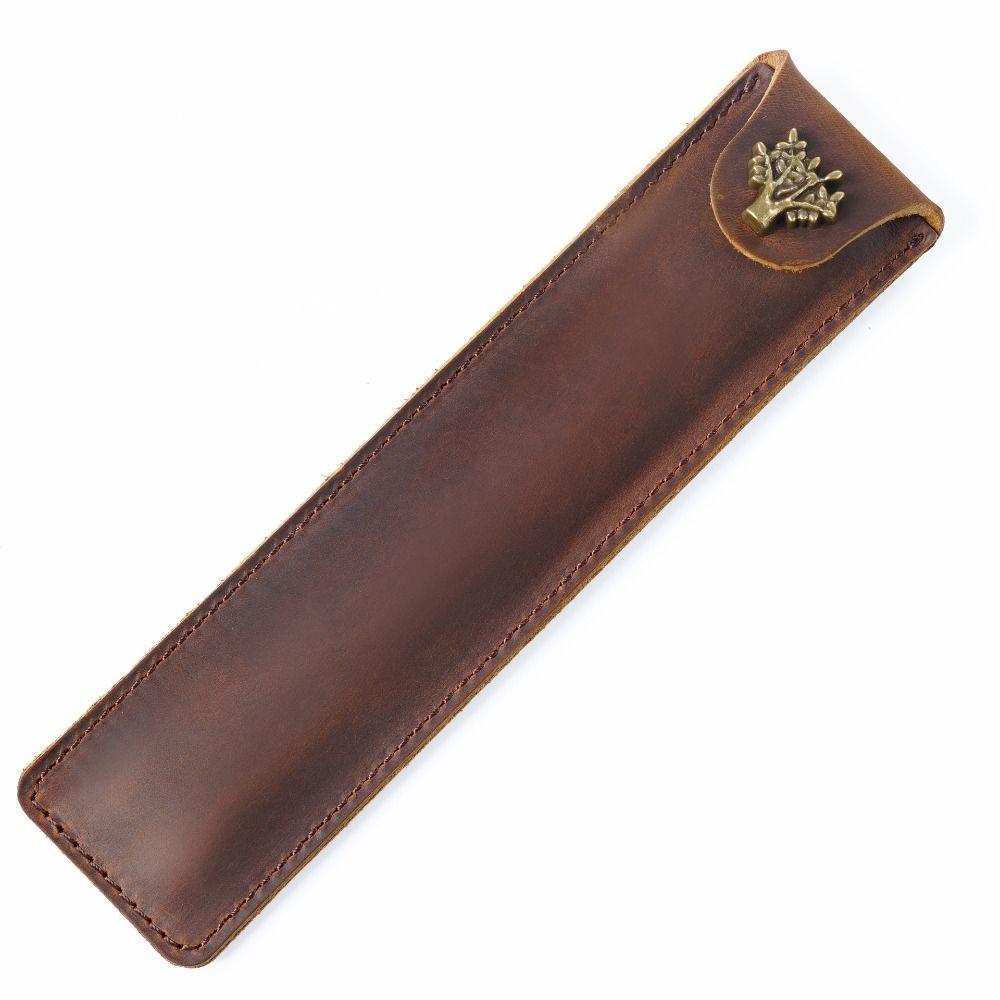

Leather Pencil Bag Handcrafted Pen Holder Protective Sleeve Pen Case for Single Pen