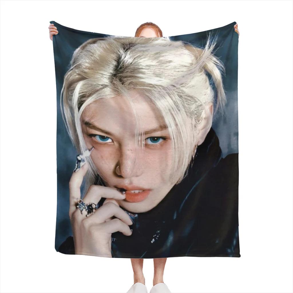 Hot-KPOP-Like-Stray-K-Kids Fashion Blanket Printed Throw Blanket Plush Fluffy Flanne Soft Throws for Sofa Couch and Bed