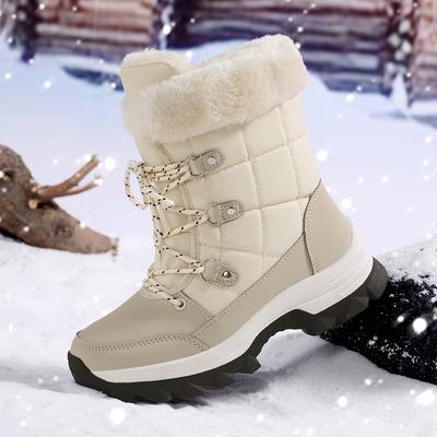 Botins para Mulheres Botas de Neve de Inverno Mulheres Sapatos Quentes com Forro de Algodão Sapatos de Cano Alto