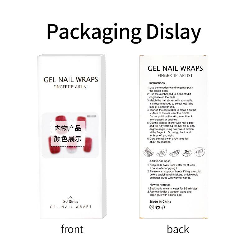 Nálepky na nehty, nálepky na nehty, nástroje a doplňky na manikúru, papírové karty, škrabky na nehty, pomerančové dřívka, alkoholové ubrousky, lze kombinovat podle přání