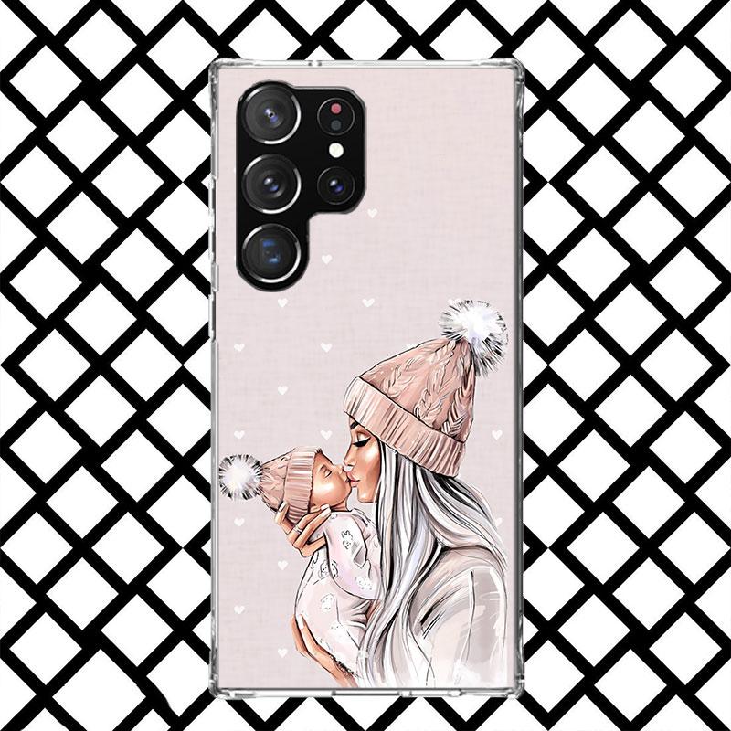 Mom Baby Girls Phone Case for Samsung Galaxy S26 S25 Edge S24 S23 Ultra S22 Plus S21 FE S20 + Soft Cover Print Fundas Galaxy S25