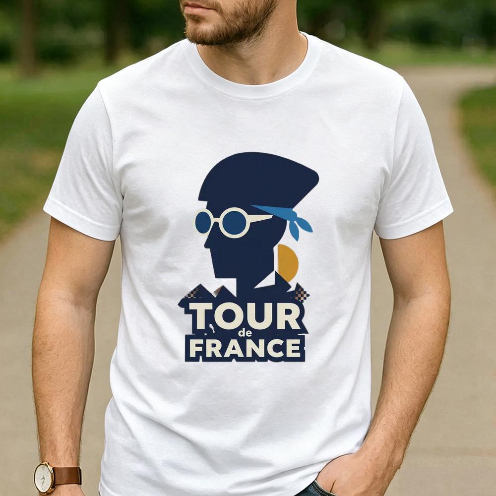 Pro Cycling Fan Cotton T Shirt Short Sleeve Tour De France Retro Beret Sunglasses Rider Graphic Unisex Road Race Sports Tee