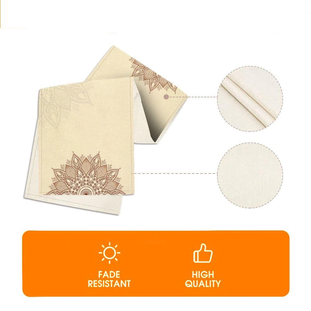 Lněný běhoun na stůl Bohemia Vzor mandaly Ubrus Stolní vlajka Stolní prostírání Stolní dekorace