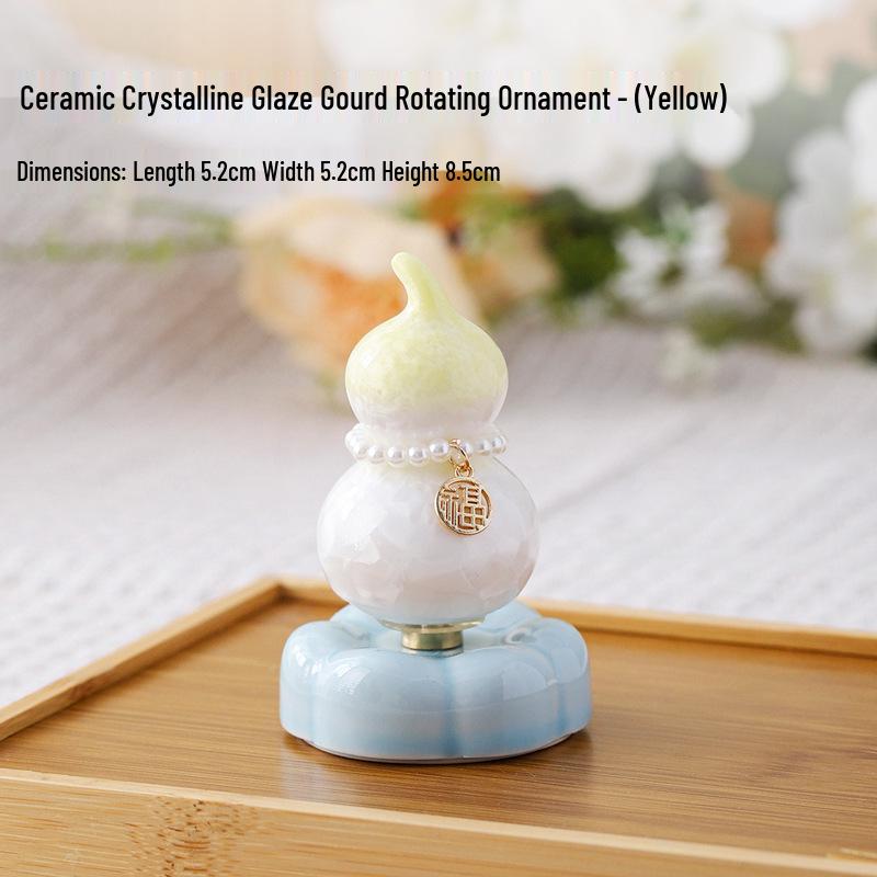 Jingdezhen Crystal Gourd Ceramic Tea Pet Ornament for Office or Car Decor