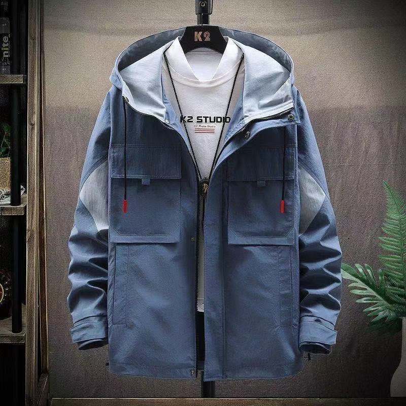 Men Regular Jacket Spring Boutique Hooded Workwear Soft and Comfortable Coat Casual Loose Parka Large Size