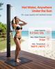 35L Solar Heated Shower, 195cm Showerhead Height Outdoor Shower, with Floor Kit & Foot Faucet, Hot & Cold Water Adjustment, Freestanding for Backyard