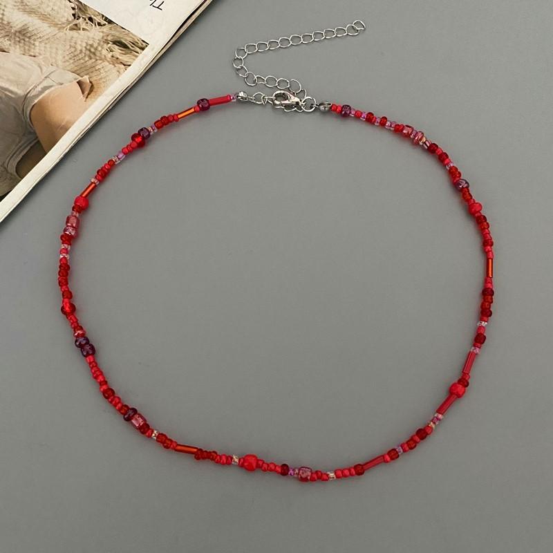 New Irregualr Glasses Beads Choker Necklace for Women Fashion Trendy Popular Short Neck Jewelry Colorful Necklace