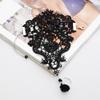 2colors Women Rose Beads Flower Lace Gloves Goth Style Adjustable with Ring Long Bracelet Wedding Bridal Accessories