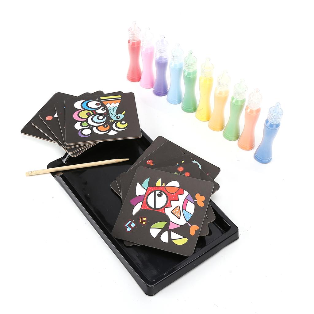 Sand Art Painting Cards Set DIY Colored Sand Art Kit Educational Art Toy for Children
