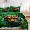 3Pcs Tiger Print Printed Bedding Set, Breathable And Soft, Machine Washable, Christmas Gift, Suitable for Bedroom Decoration, 15143