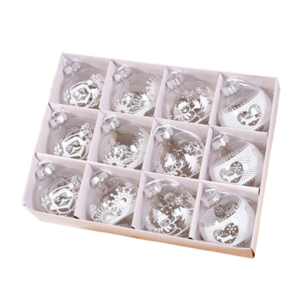 12PCS 8cm Electroplated Christmas Hanging Balls Shatterproof Xmas Tree Pendants  Party Favors