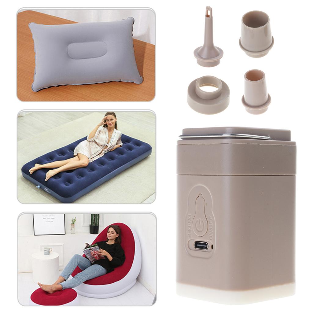 Portable Electric Airs Pump with Camping Light Rechargeable Airs Mattress Pump Outdoor Quickly Fill Inflator Deflator