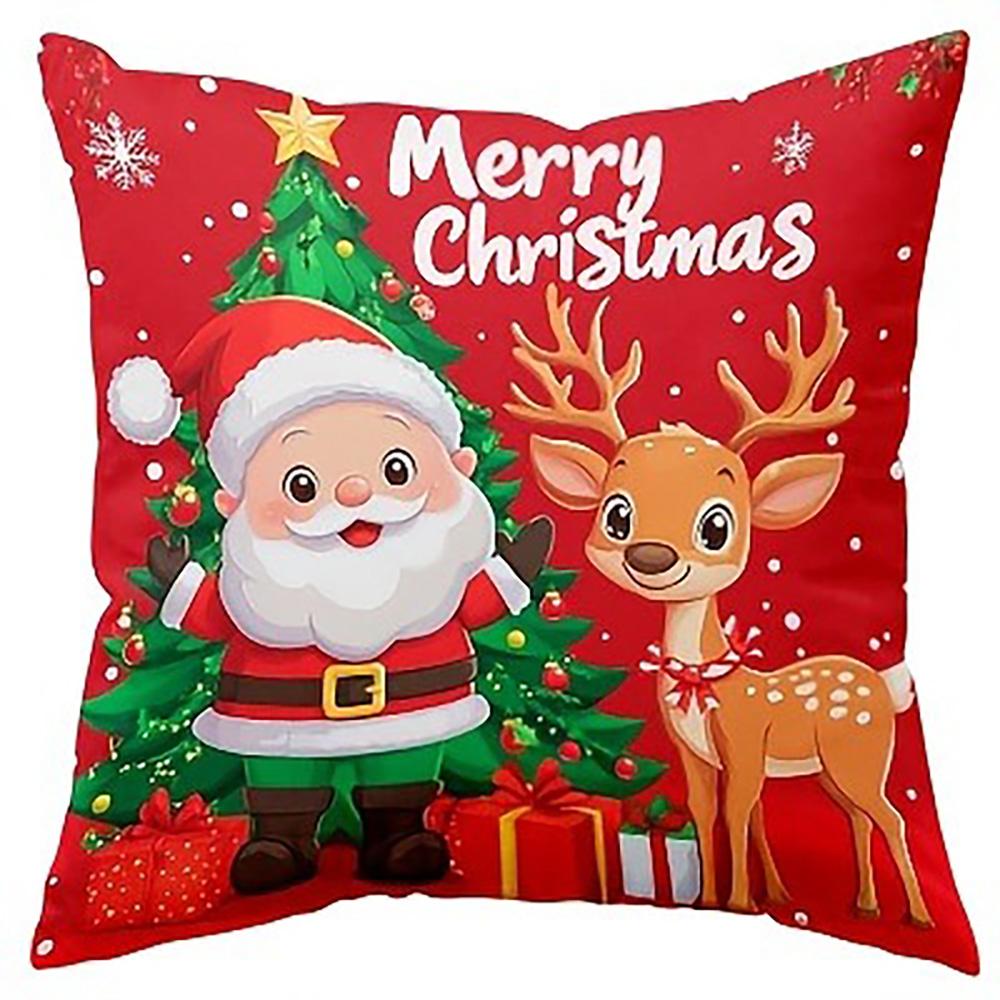 

Christmas Pillowcases: Adorable Snowman, Deer, Fox, and Santa Designs! Sofa bed cushion cover, New Year home decoration 16x16Inch