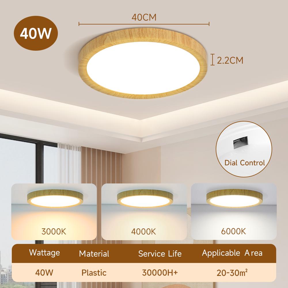 Ultraflache LED-Deckenleuchte 3 Farben Deckenlampe Zifferblattsteuerung 220V Wohnzimmer Schlafzimmer Küche Aufputz-Panel Deckenleuchten