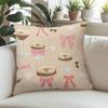 Coffee Drinks with Bows square Jacquard Pillow Cover for Sofa Office Waist Cushion Cover Home Decorative Pillowcase