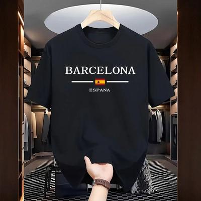 Zomermode heren T-shirt Barcenola bedrukt 100% katoen casual losse korte mouw zachte en ademende top T-shirt voor heren